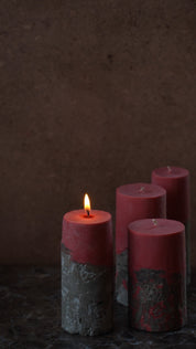 Pillar Candles - Brick Red & Stone -Limited Edition