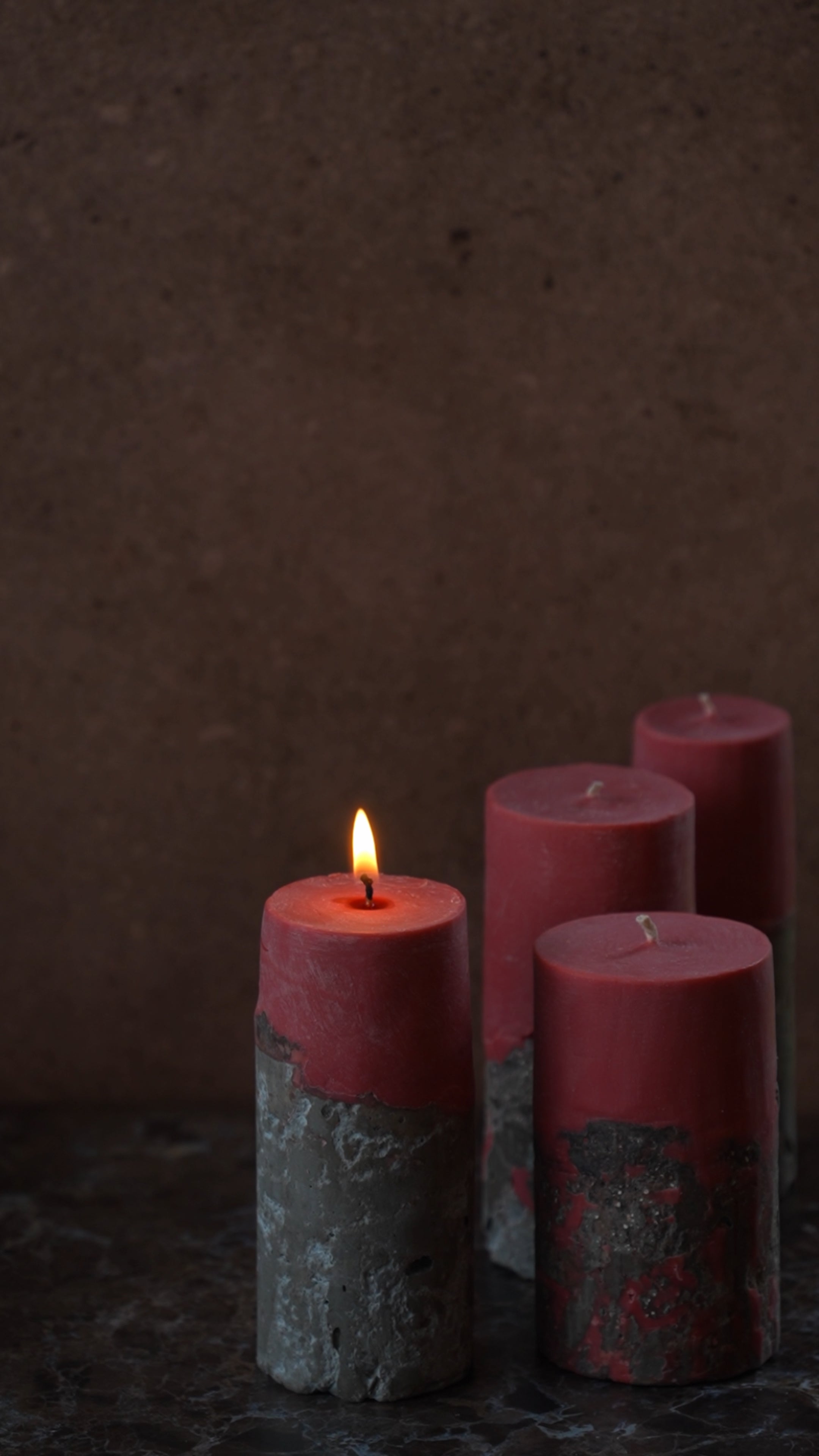 Pillar Candles - Brick Red & Stone -Limited Edition
