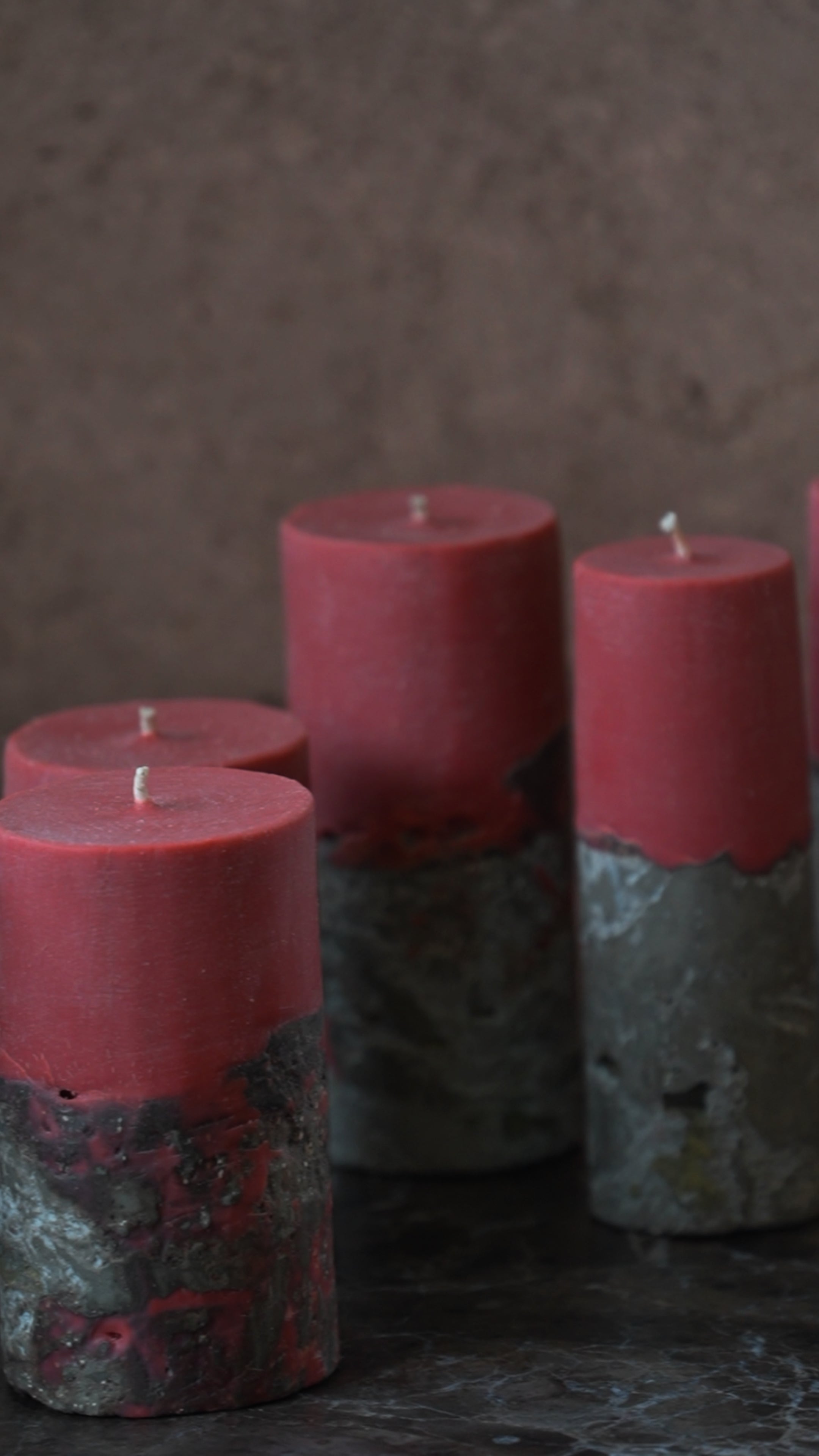 Pillar Candles - Brick Red & Stone -Limited Edition