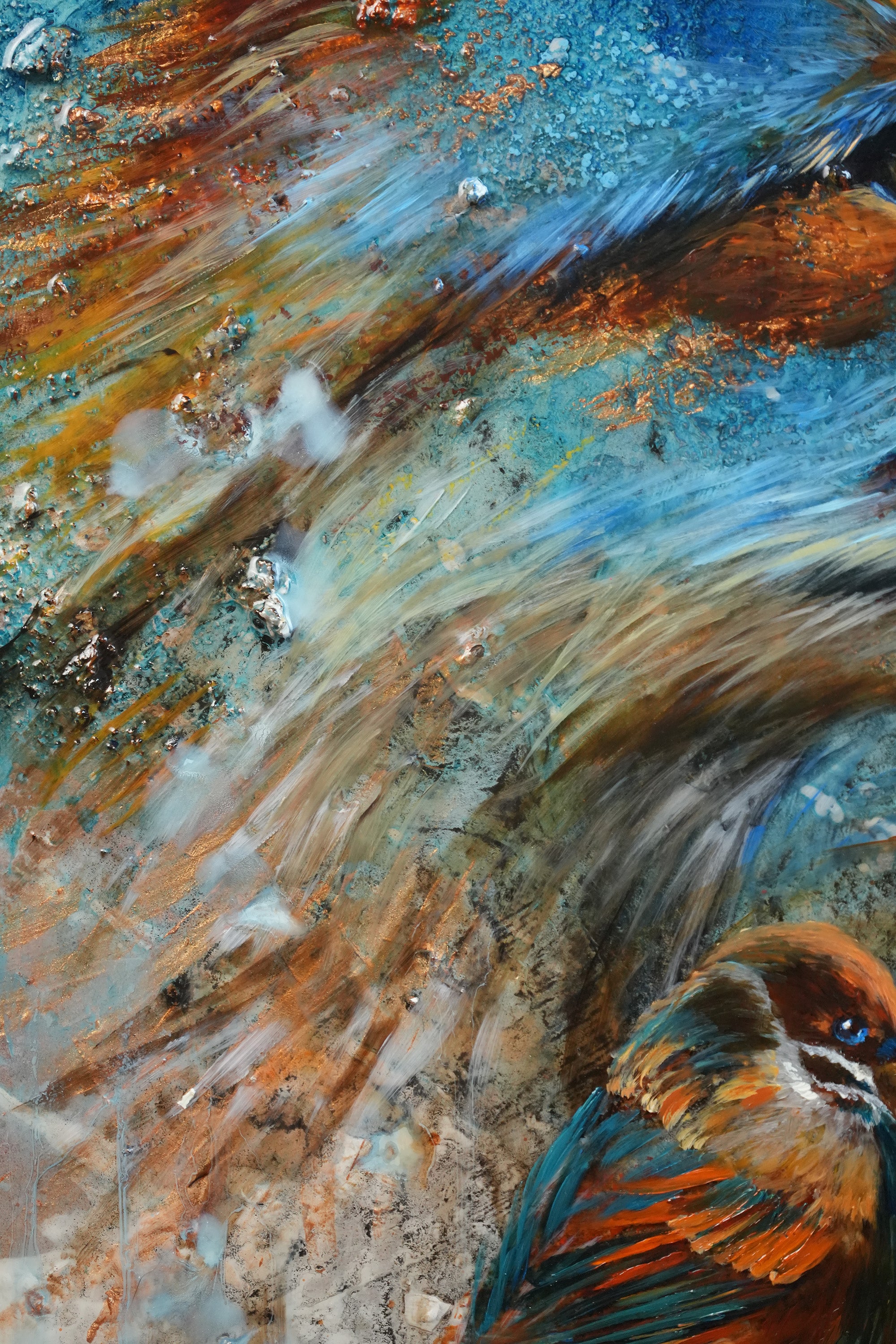 Original painting on canvas  "Fox & Feather" 60x80cm