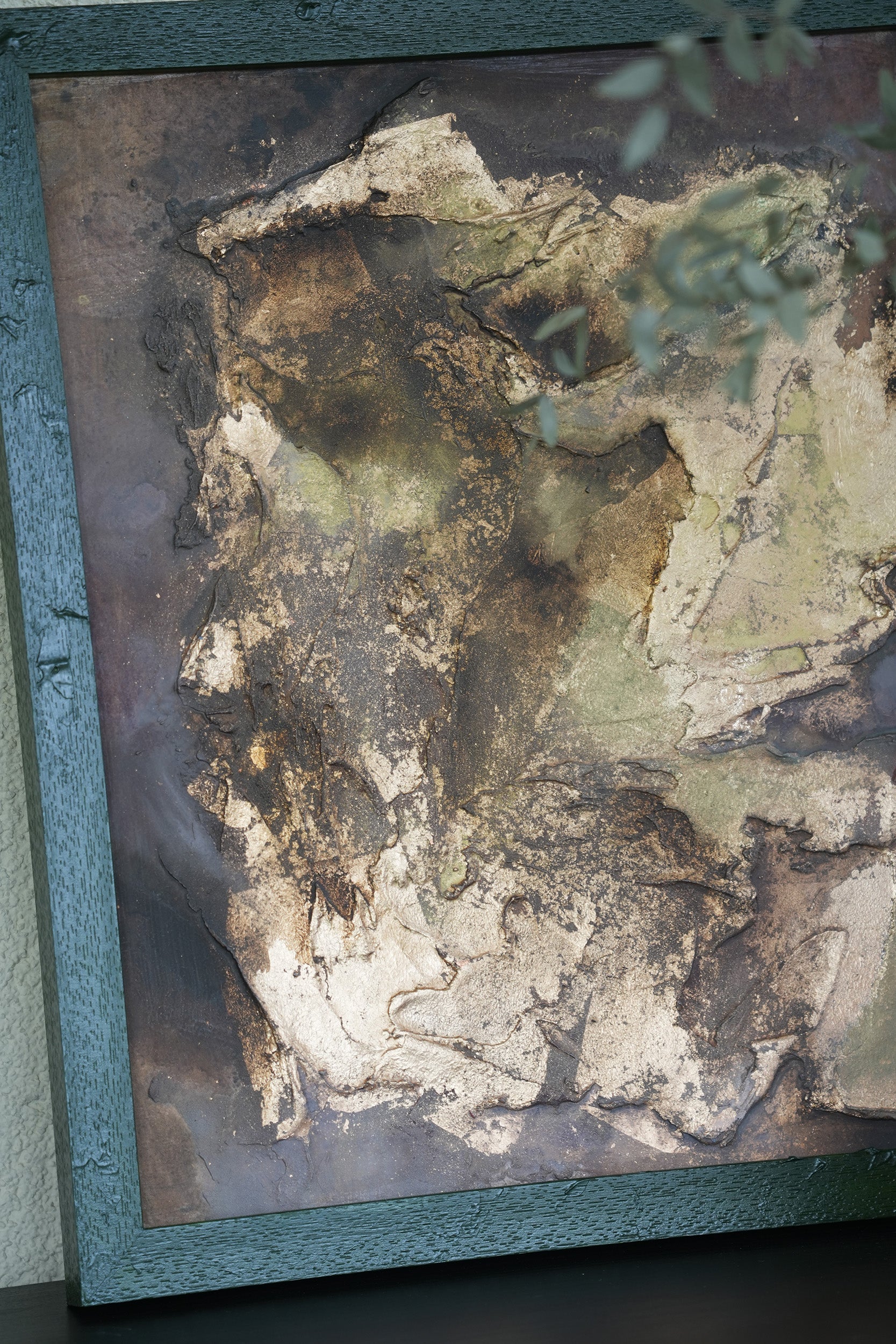 Original abstract painting on panel "Golden Growth"