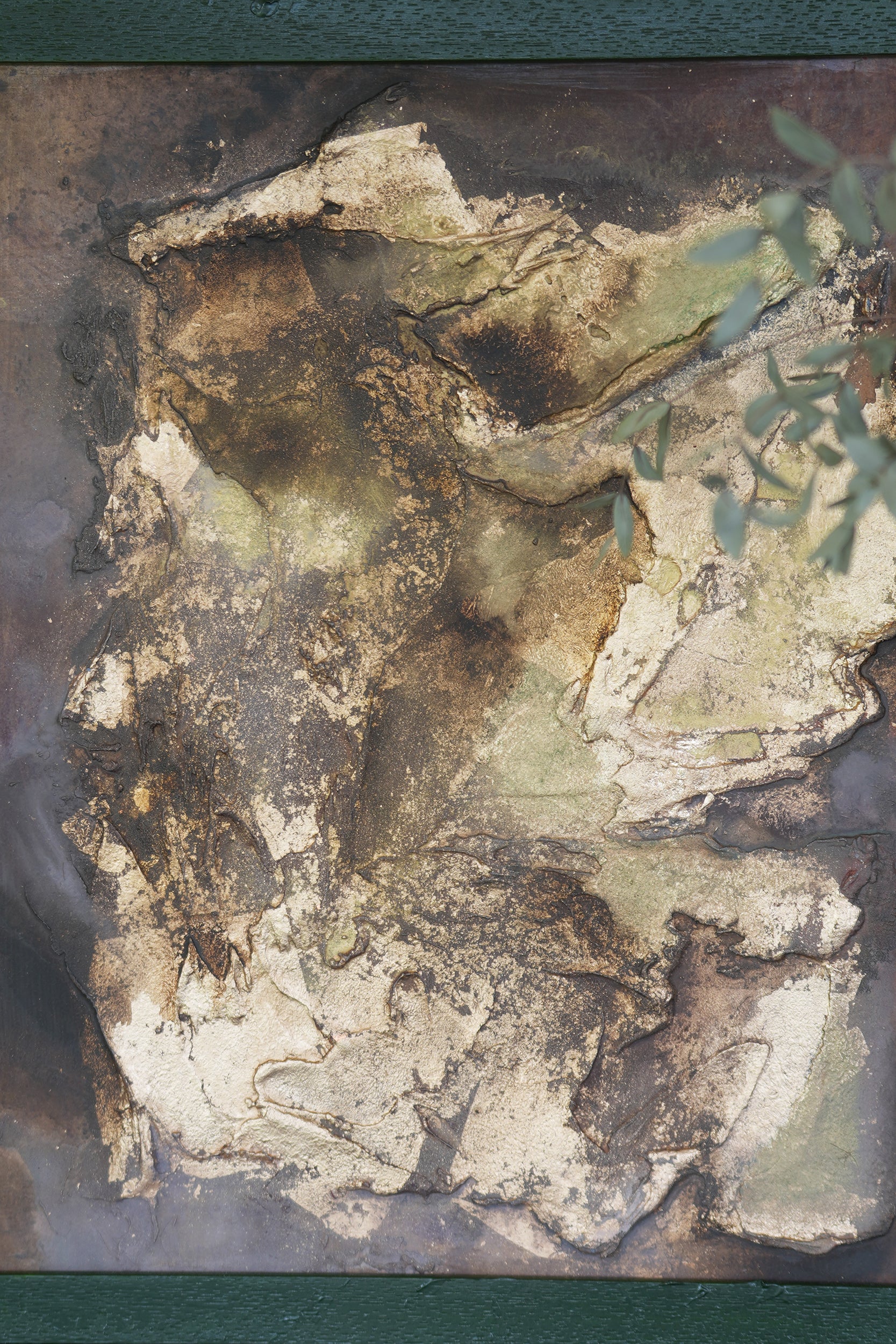 Original abstract painting on panel "Golden Growth"