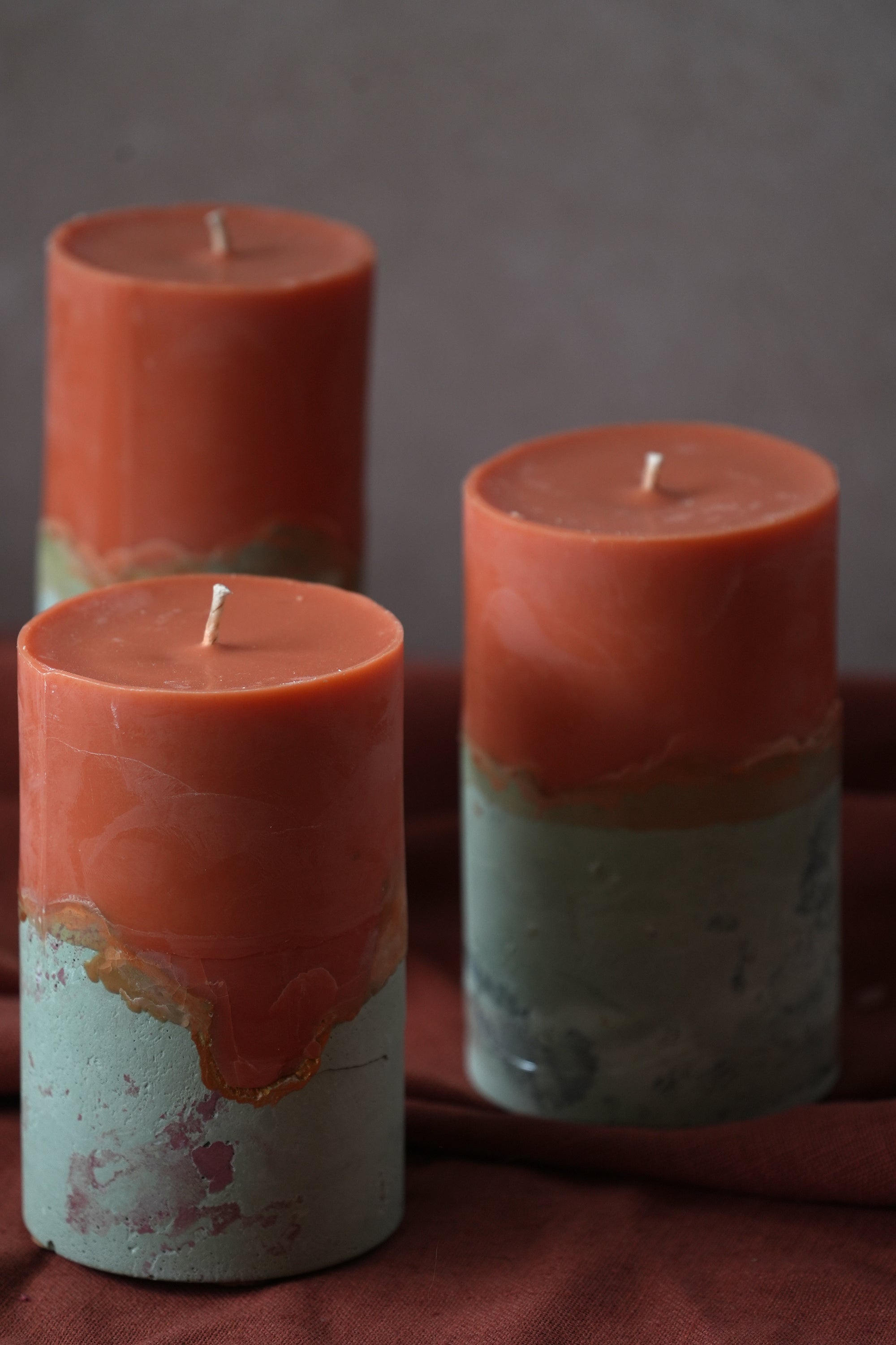 Pillar Candles - Orange and Sage-  Limited Edition