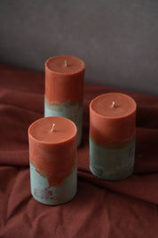 Pillar Candles - Orange and Sage-  Limited Edition