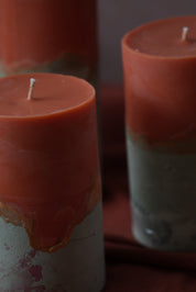 Pillar Candles - Orange and Sage-  Limited Edition