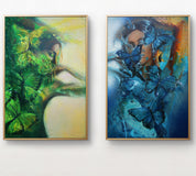 Diptych on canvas  "Song of Nature"  51x76 each