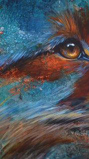 Original painting on canvas  "Fox & Feather" 60x80cm