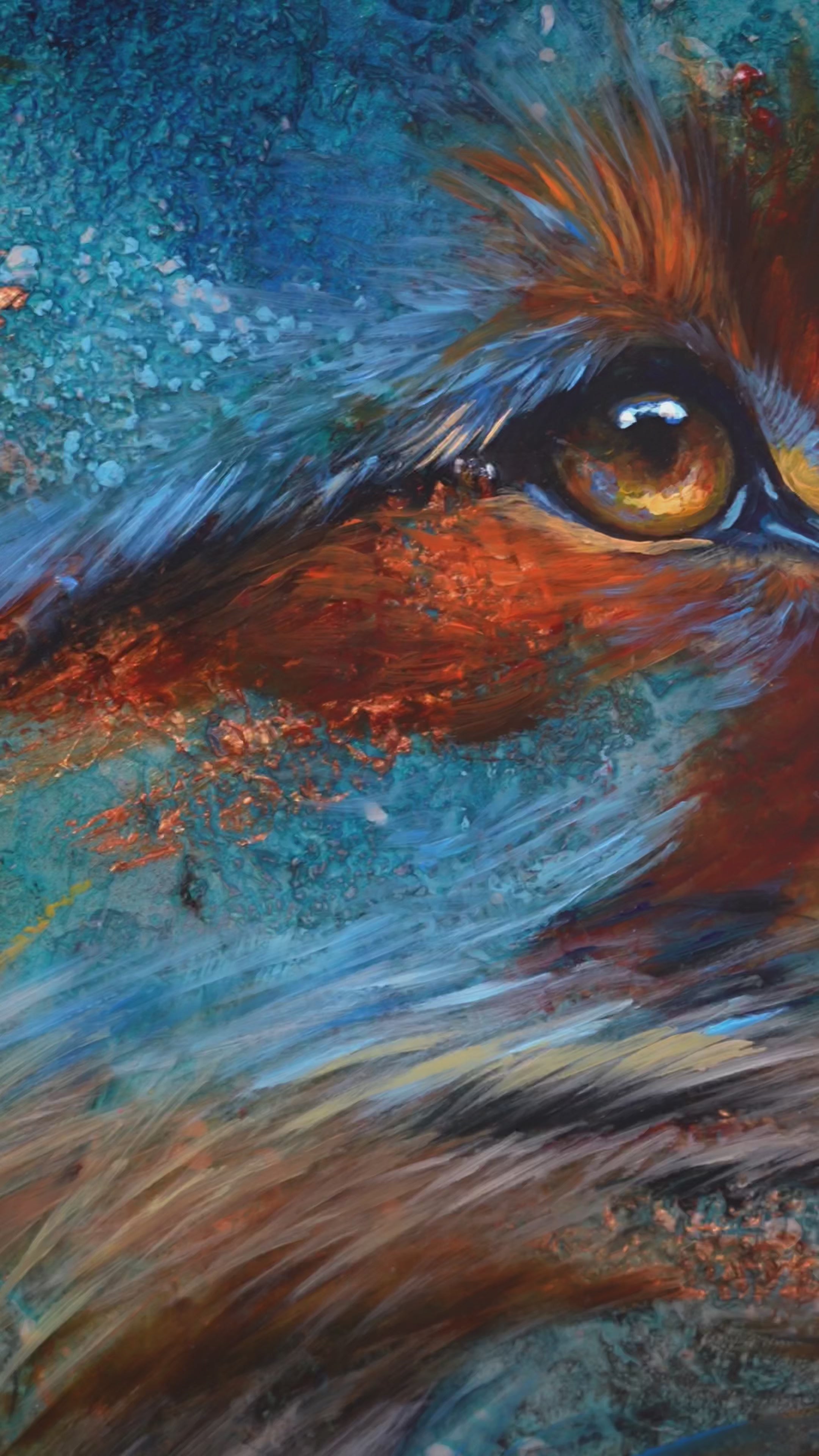 Original painting on canvas  "Fox & Feather" 60x80cm