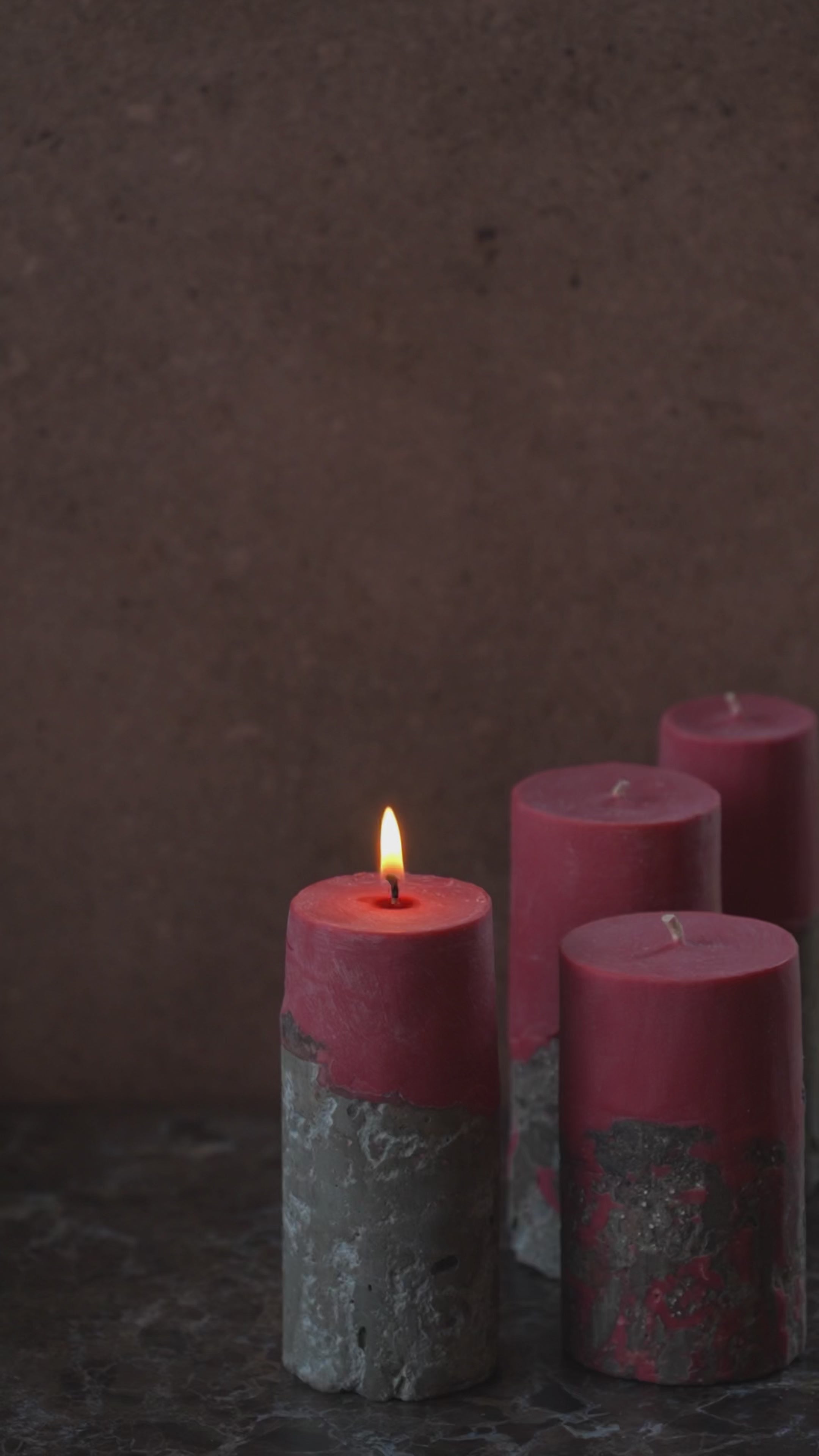 Pillar Candles - Brick Red & Stone -Limited Edition